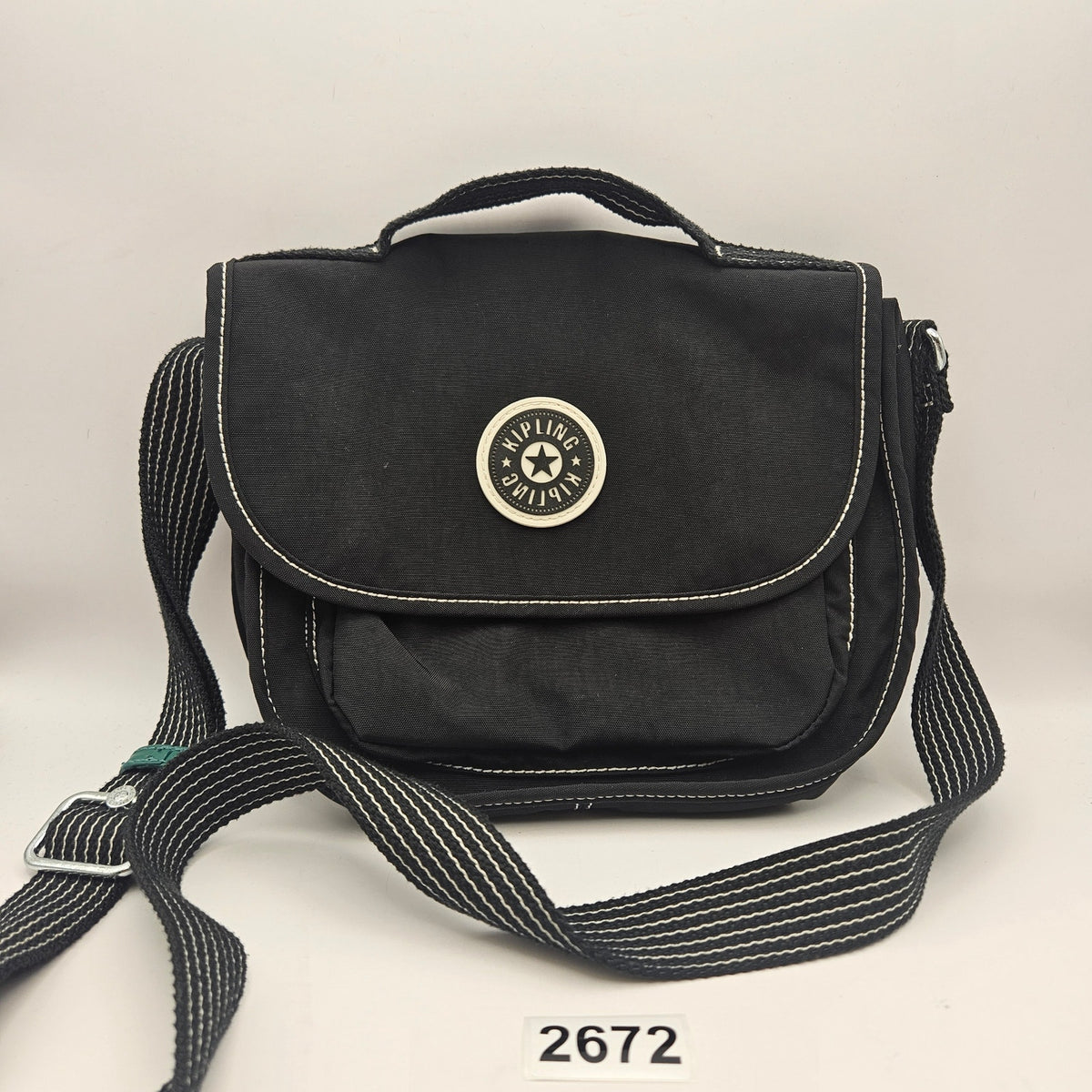 KIPLING FINLEY CROSSBODY NYLON BAG FLAP CLOSURE BLACK