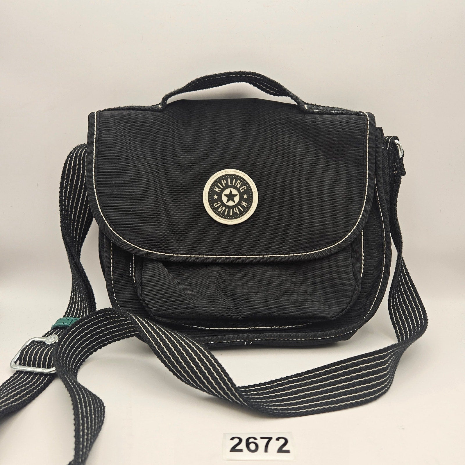 KIPLING FINLEY CROSSBODY NYLON BAG FLAP CLOSURE BLACK