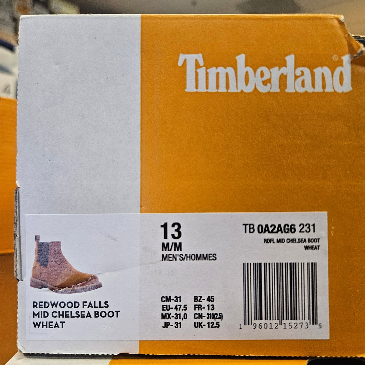 TIMBERLAND MEN'S 13 REDWOOD FALLS CHELSEA BOOT WHEAT FULL GRAIN TB0A2AG6231