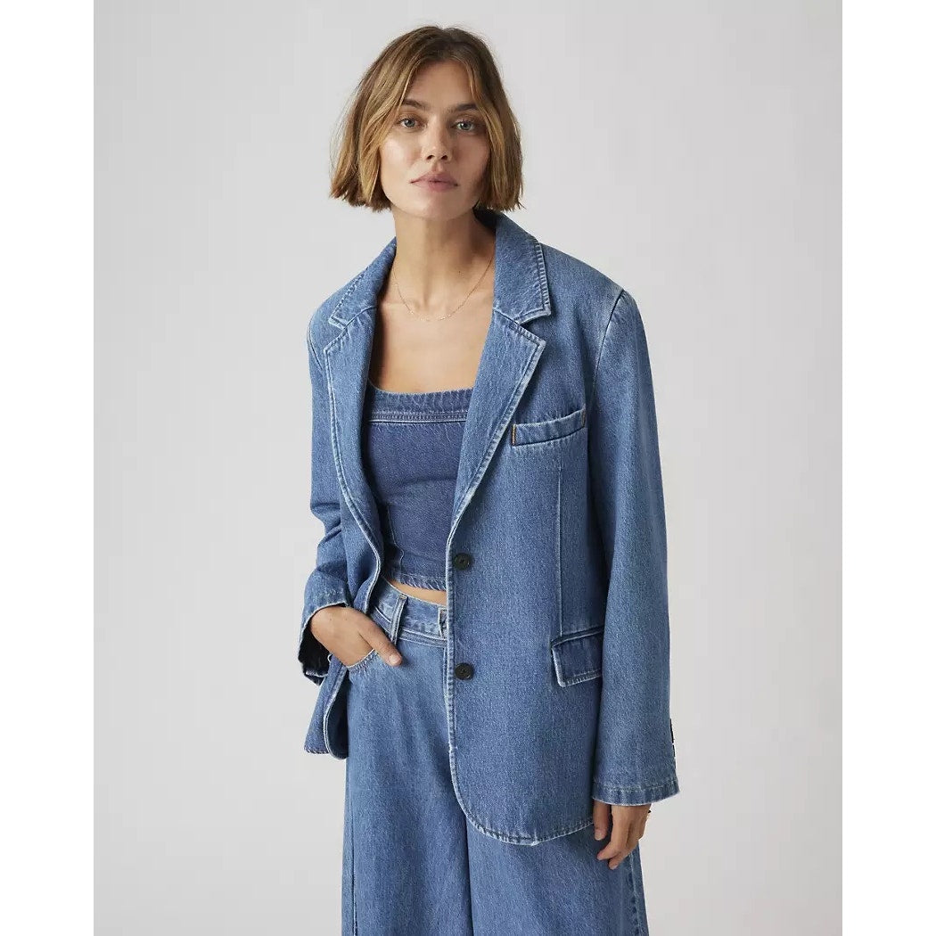 LEVI'S WOMEN'S SMALL STELLA RELAXED BLAZER MEDIUM WASH 001FX0001 NWT