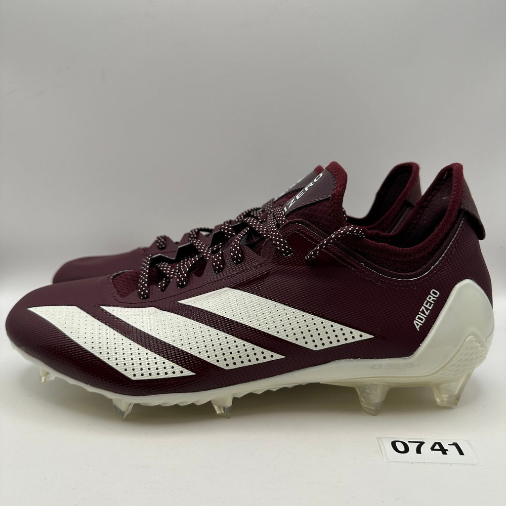 ADIDAS ADIZERO MEN'S 10 ELECTRIC .1 FOOTBALL CLEATS MAROON/WHITE