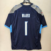 NIKE MEN'S XXL ELITE CAM WARD TITANS #1 VAPOR FUSE JERSEY NAVY BLUE GRAY