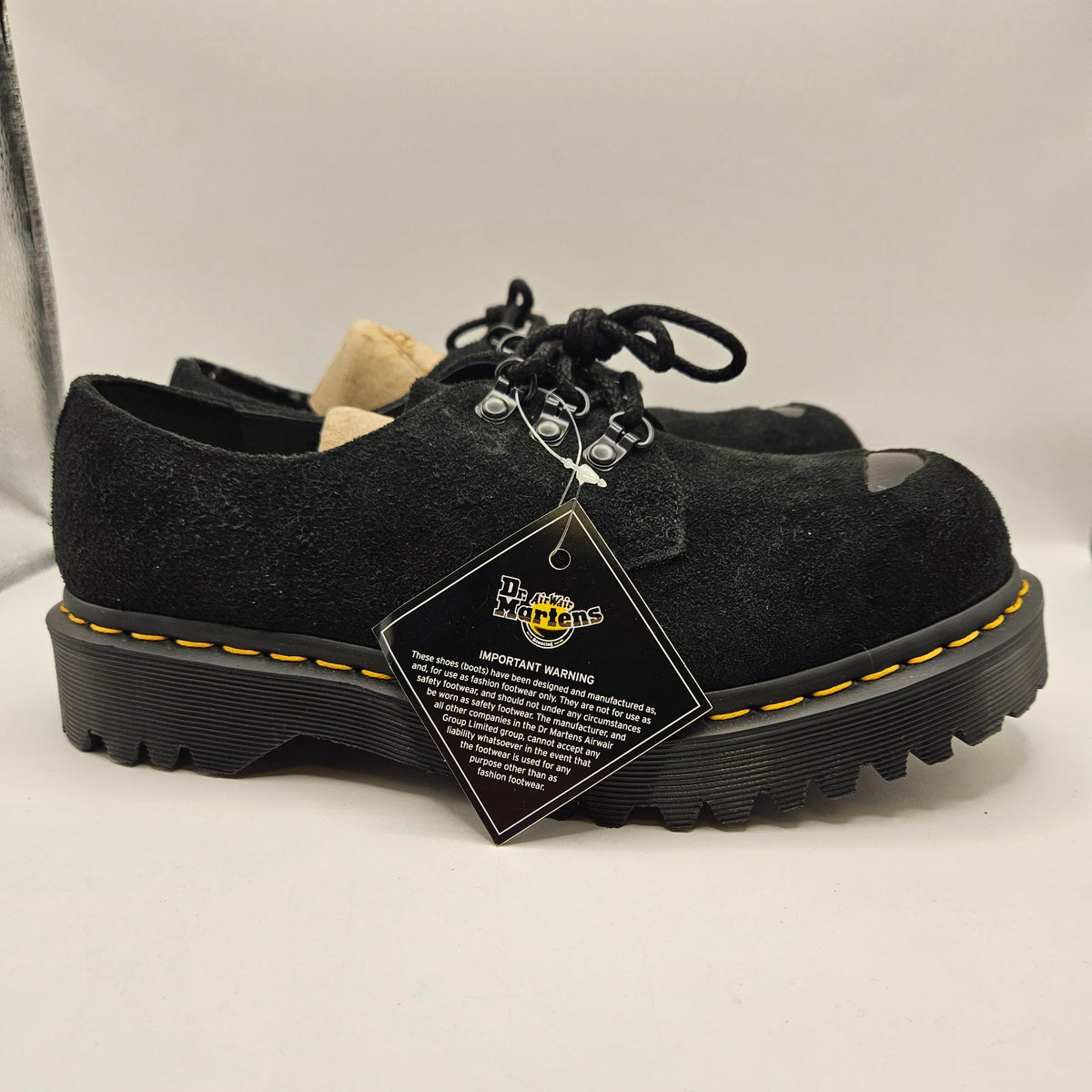 DR MARTENS MEN'S 8 BLACK BEX EXPOSED ST STEEL TOE 1461 OXFORD SHOES SUEDE