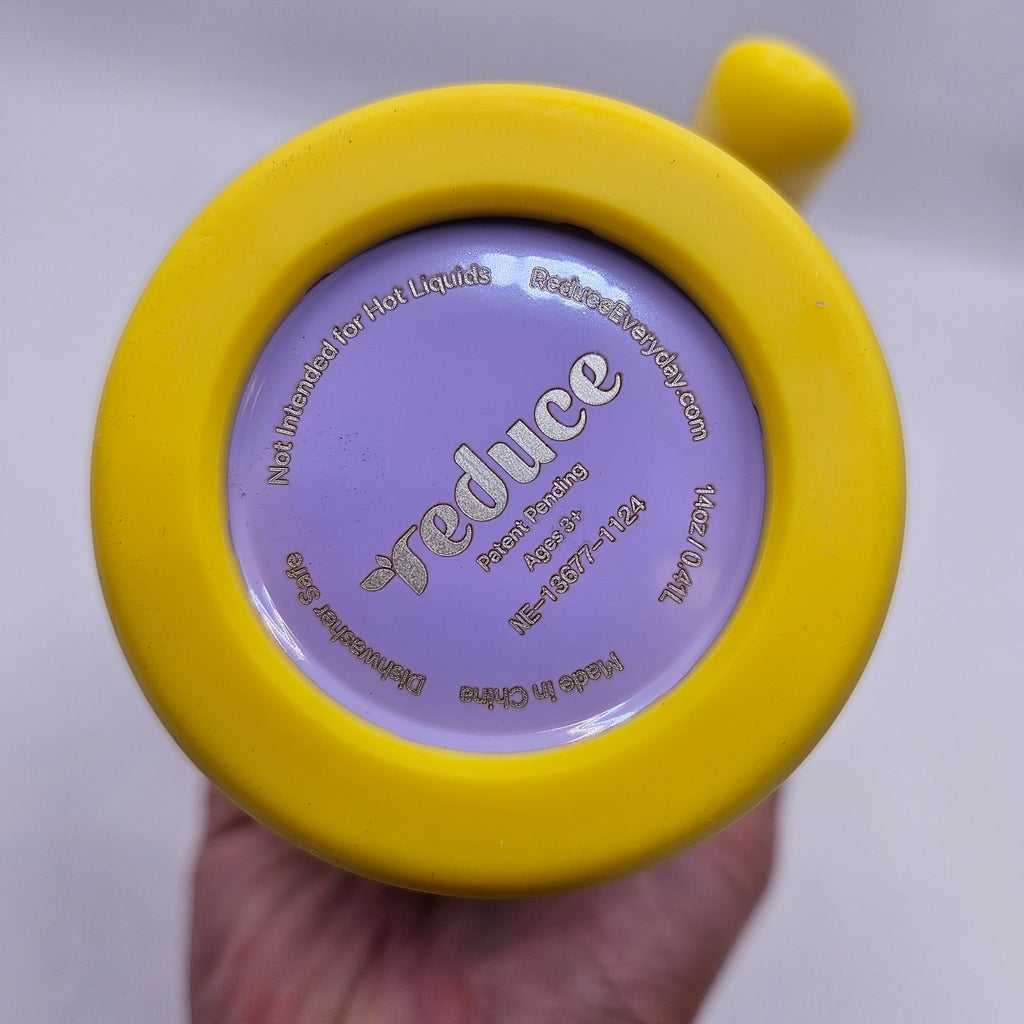 REDUCE 14oz PURPLE YELLOW COLDEE VACUUM INSULATED STAINLESS STEEL STRAW TUMBLER