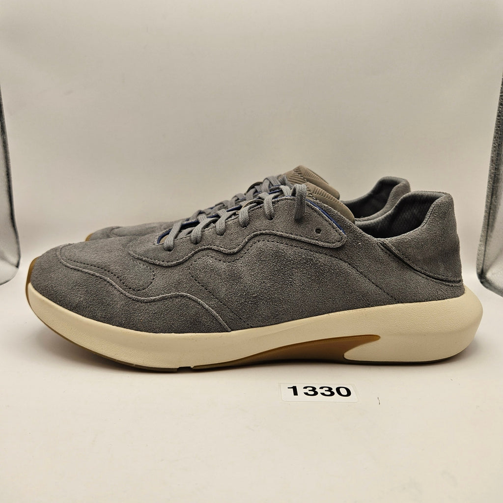 OLUKAI MEN'S 14 KOHEO CHARCOAL GREY LOW TOP SNEAKER GUM BOTTOM SOLE NWOB