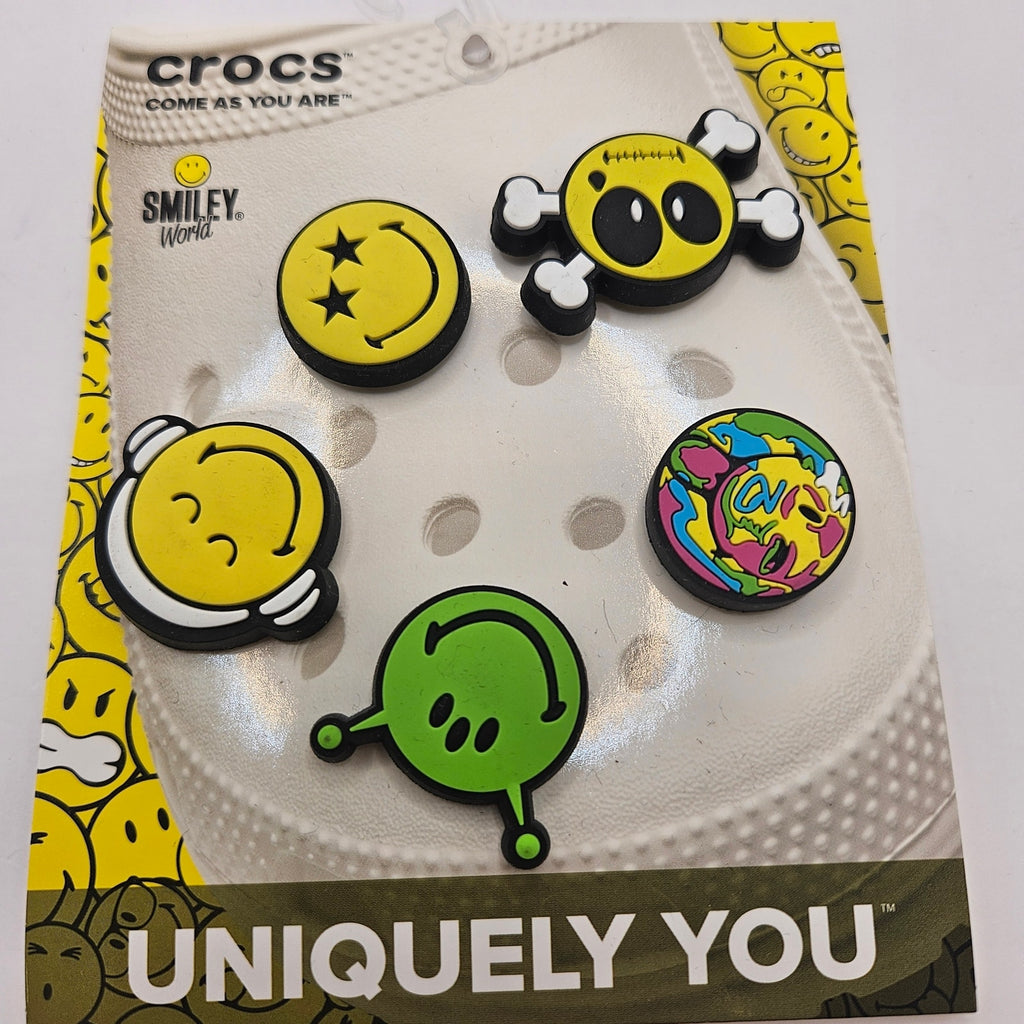 CROCS JIBBITZ 5PC LOT OF 4(20 CHARMS) SMILEY(2)+ANIMAL(1)+DINO(1) NWT