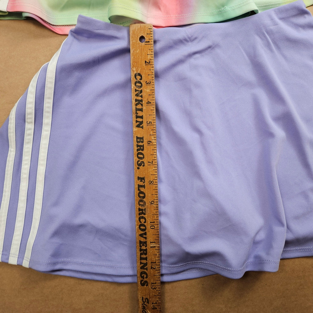 LOT OF 2 - ADIDAS GIRLS L TENNIS SKORT PURPLE TIE DYE ACTIVE SKIRTS NWOT