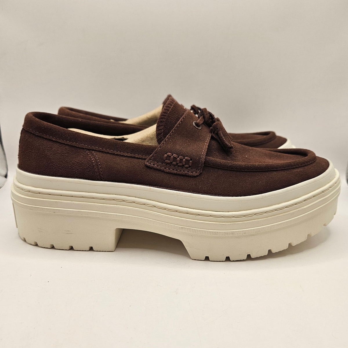CONVERSE WOMEN'S 10.5 ALL STAR LUGGED HEEL LOAFER PLATFORM BROWN SUEDE A15552C