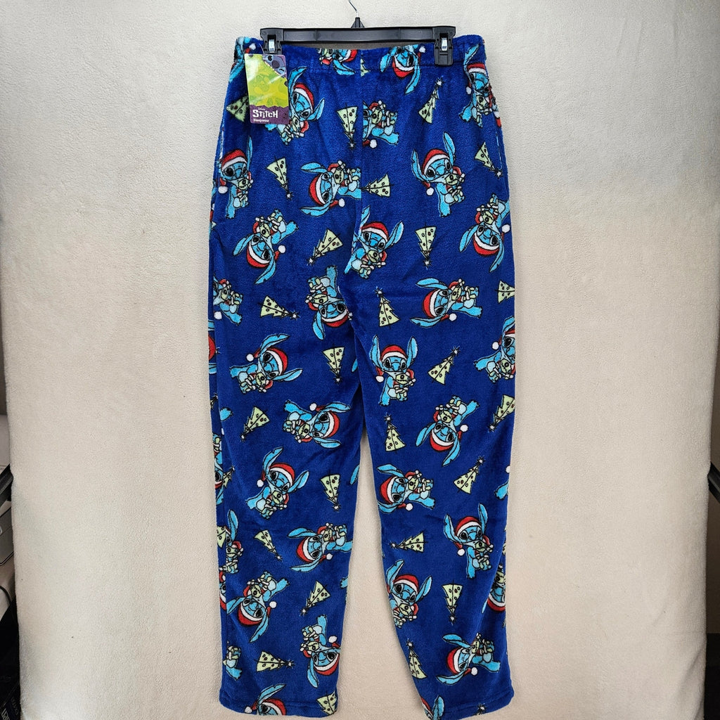 LILO STITCH CHRISTMAS SLEEPWEAR MEDIUM FLEECE PAJAMA PANTS BLUE NWOT