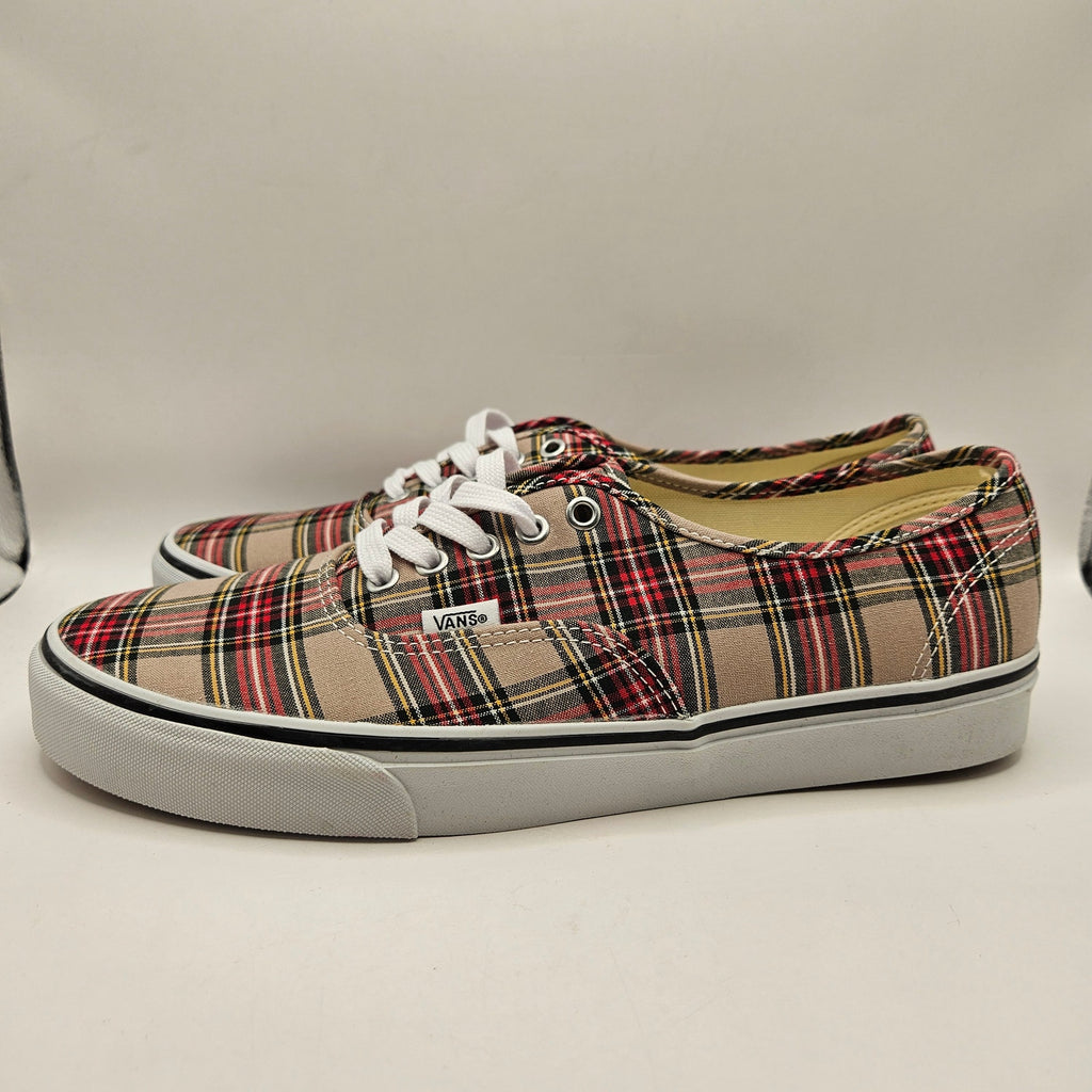 VANS MEN'S 11.5 AUTHENTIC TAN PLAID LOW TOP CANVAS SNEAKER NWOB