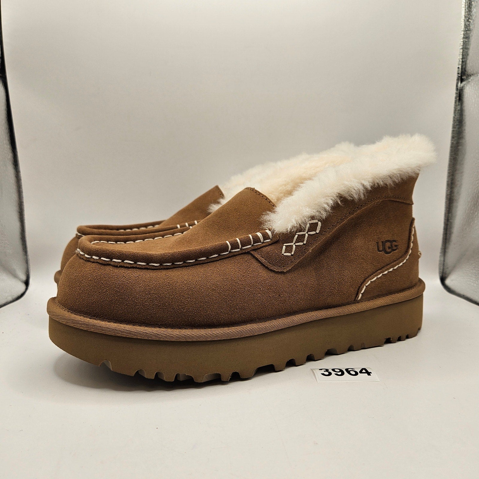UGG WOMEN'S 11 ANSLEY PARC CHESTNUT SUEDE SLIP ON PLATFORM SLIPPERS NWOB 1158250
