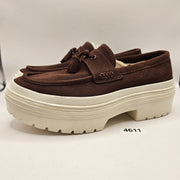 CONVERSE WOMEN'S 11 ALL STAR LUGGED HEEL LOAFER PLATFORM BROWN SUEDE A15552C