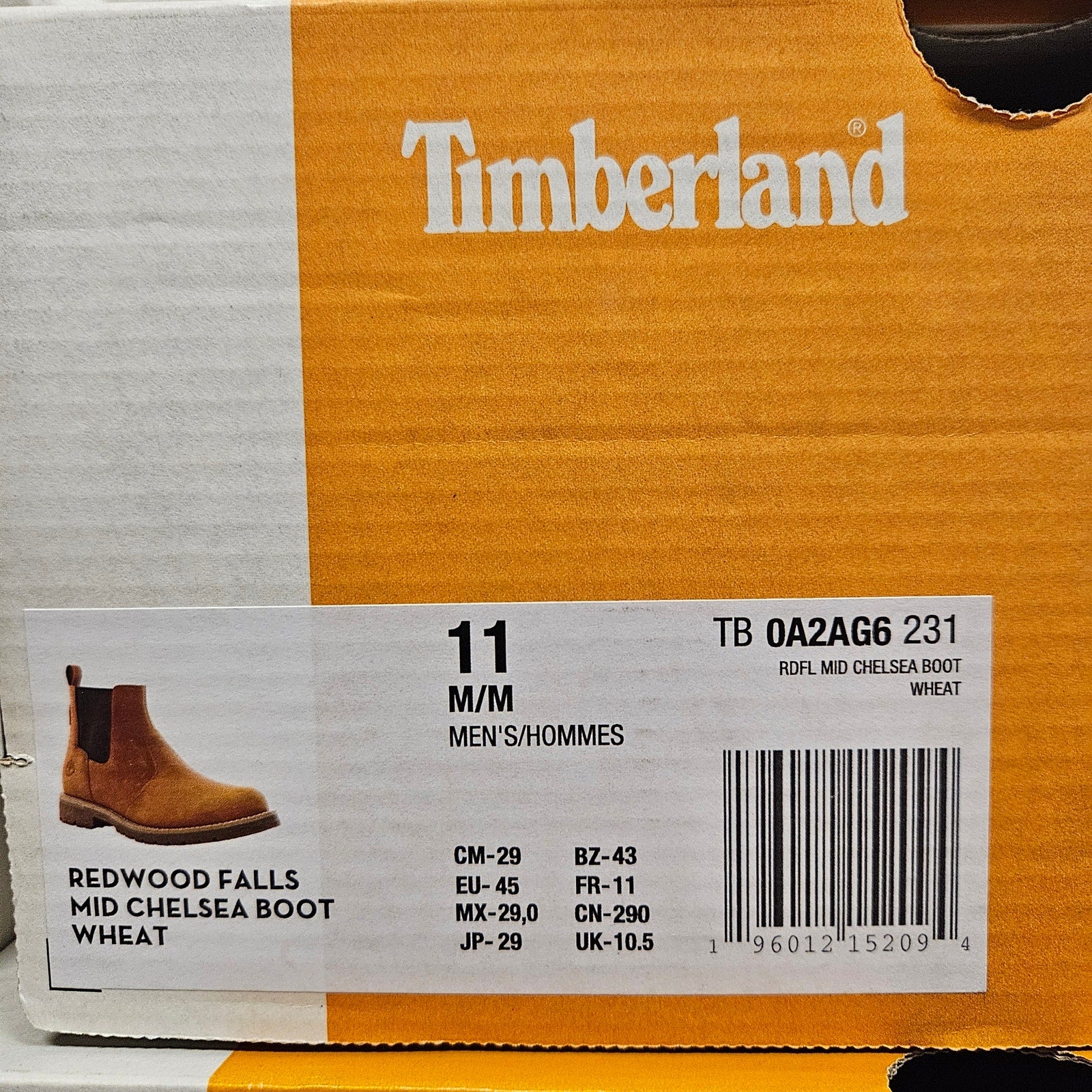 TIMBERLAND MEN'S 11 REDWOOD FALLS MID CHELSEA BOOT WHEAT NIB