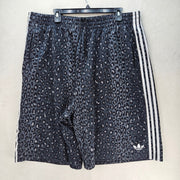 ADIDAS MEN'S XXL ORIGINAL GRAPHIC SHORT BLACK ALL OVER LEOPARD PRINT