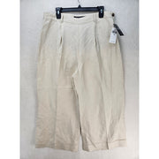 LAUREN RALPH LAUREN WOMEN'S 14P LINEN BLEND WIDE LEG CROPPED PANTS NWT IVORY