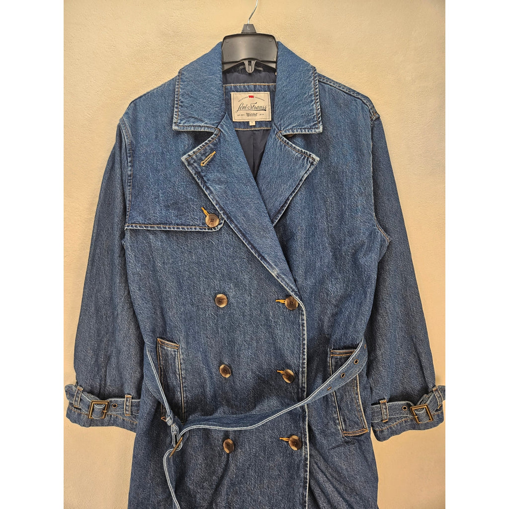 LEVIS WOMEN'S SMALL SPADE TRENCH COAT DARK WASH A89760001 NWT