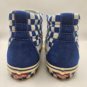 VANS MEN'S 8.5 SK8-HI CHECKERBOARD SIDEWALL CLASSIC BLUE SKATEBOARD NWOB
