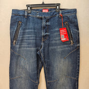DIESEL MEN'S 34 D-ISMIS-S DARTED DENIM TROUSERS MEDIUM WASH NWT $450