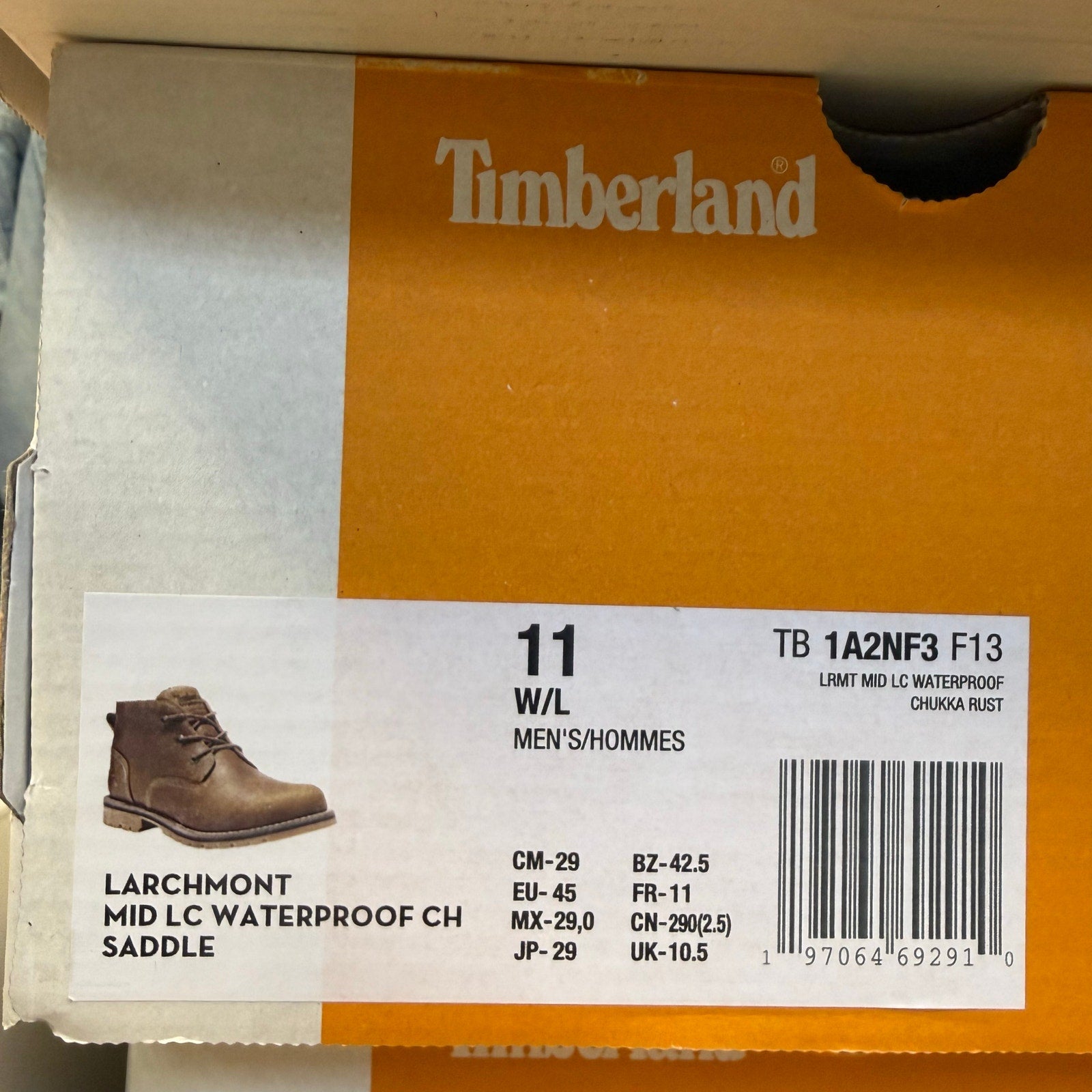 TIMBERLAND MEN'S 11 WIDE LARCHMONT MID LACED WATERPROOF SADDLE BROWN NIB A2NF3