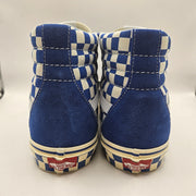 VANS MEN'S 9.5 SK8-HI CHECKERBOARD SIDEWALL CLASSIC BLUE SKATEBOARD NWOB