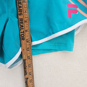 FILA X CHRISTOPHER BEVANS WOMEN'S SMALL TEAL TENNIS SHORTS UPF 50+ NWT