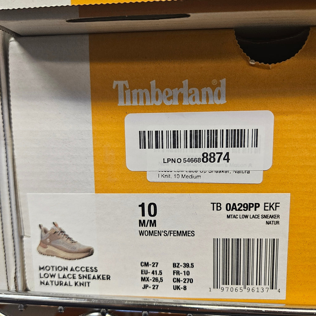 TIMBERLAND WOMEN'S 10 MOTION ACCESS LOW LACE UP NATURAL KNIT NIB SNEAKERS