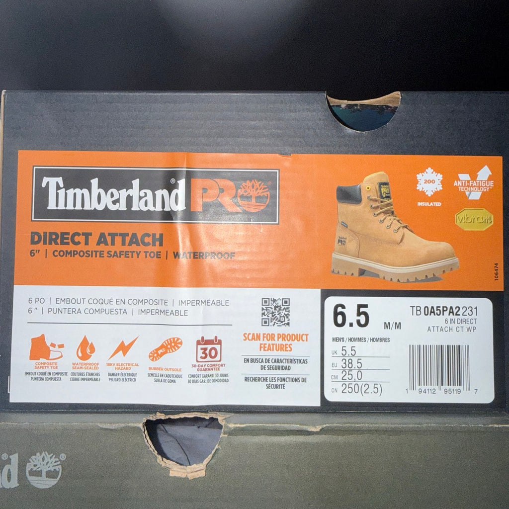 TIMBERLAND PRO WOMEN'S 6.5 DIRECT ATTACH 6 INCH COMPOSITE SAFETY TOE NIB WHEAT