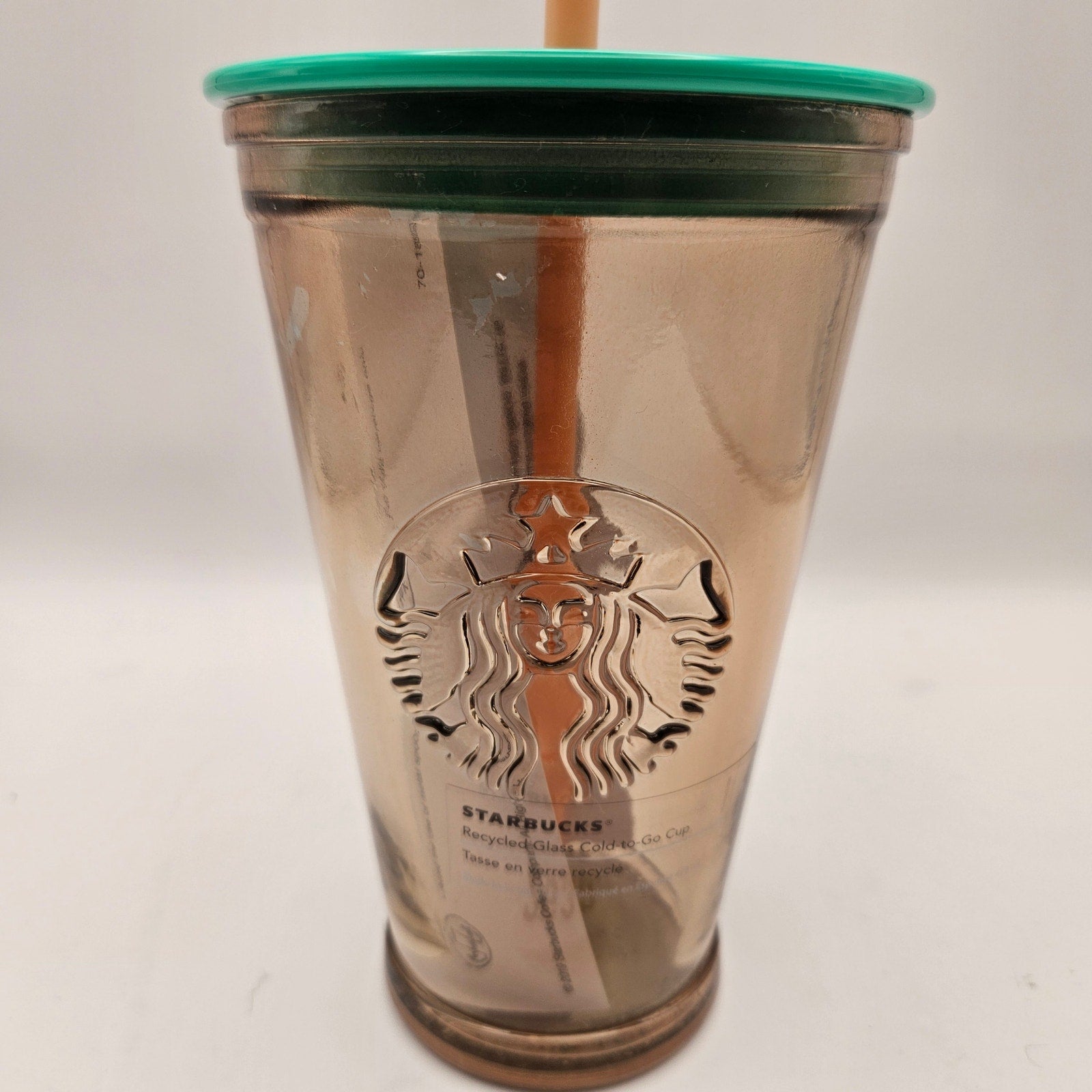 STARBUCKS PEACH GLASS TUMBLER 16oz/473ml NWT