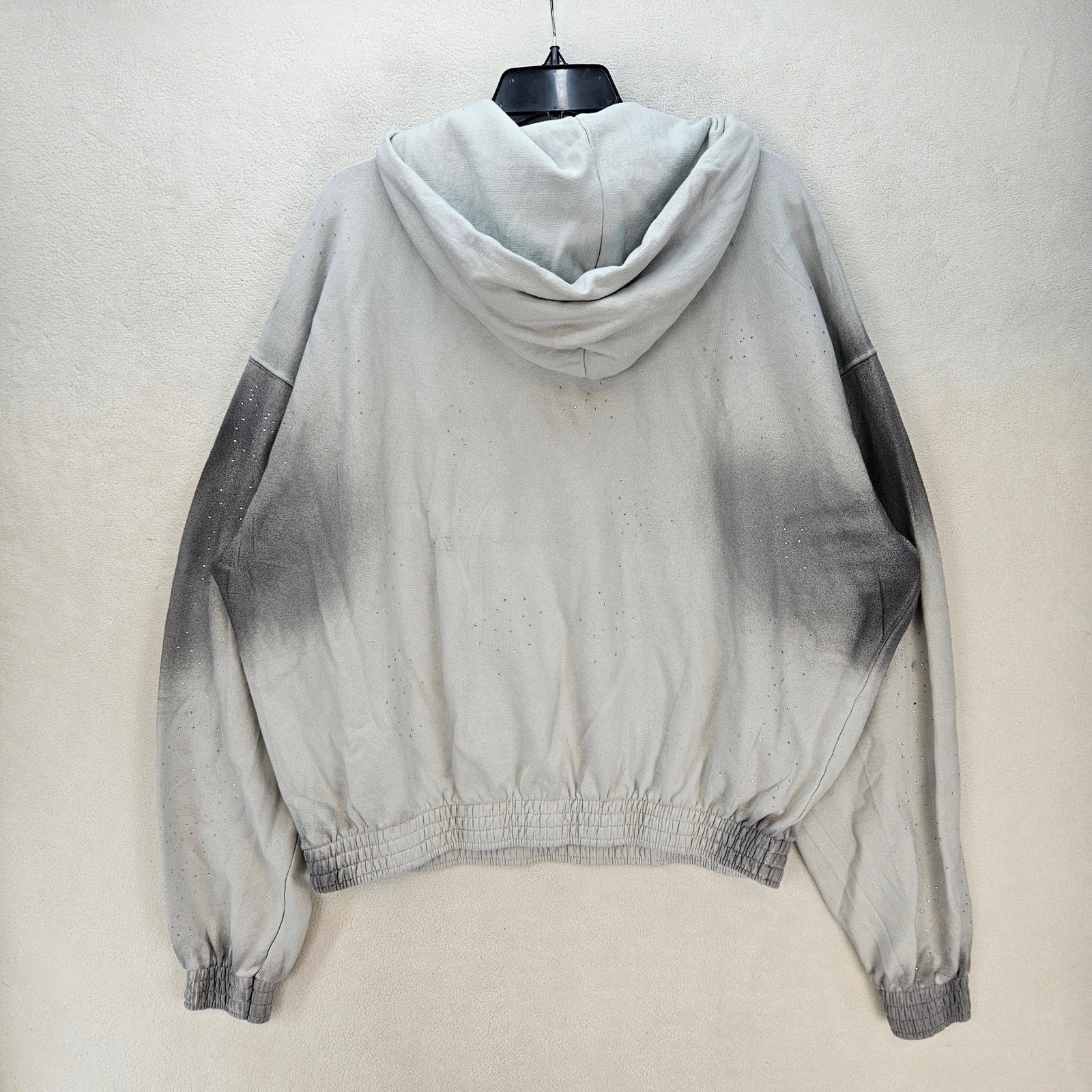 MNML MEN'S MEDIUM WHITE PAINTED RHINESTONE PULLOVER HOODIE NWT