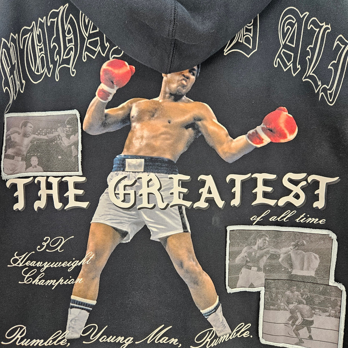 SHOE PALACE X MUHAMMAD ALI 2XL THE GREATEST OF ALL TIME GRAPHIC HOODY BLK
