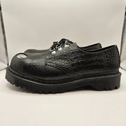 DR MARTENS MEN'S 10 1461 BEX STEEL TOE CROC EMBOSSED FOREST GREEN (BLACK)