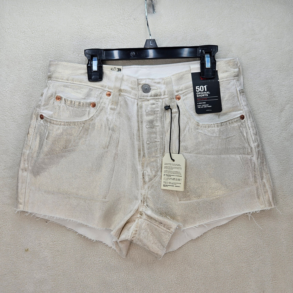 LEVI'S WOMEN'S 27 COATED 501 ORIGINAL FIT HIGH RISE SHORTS LUMINARY WHITE NWT