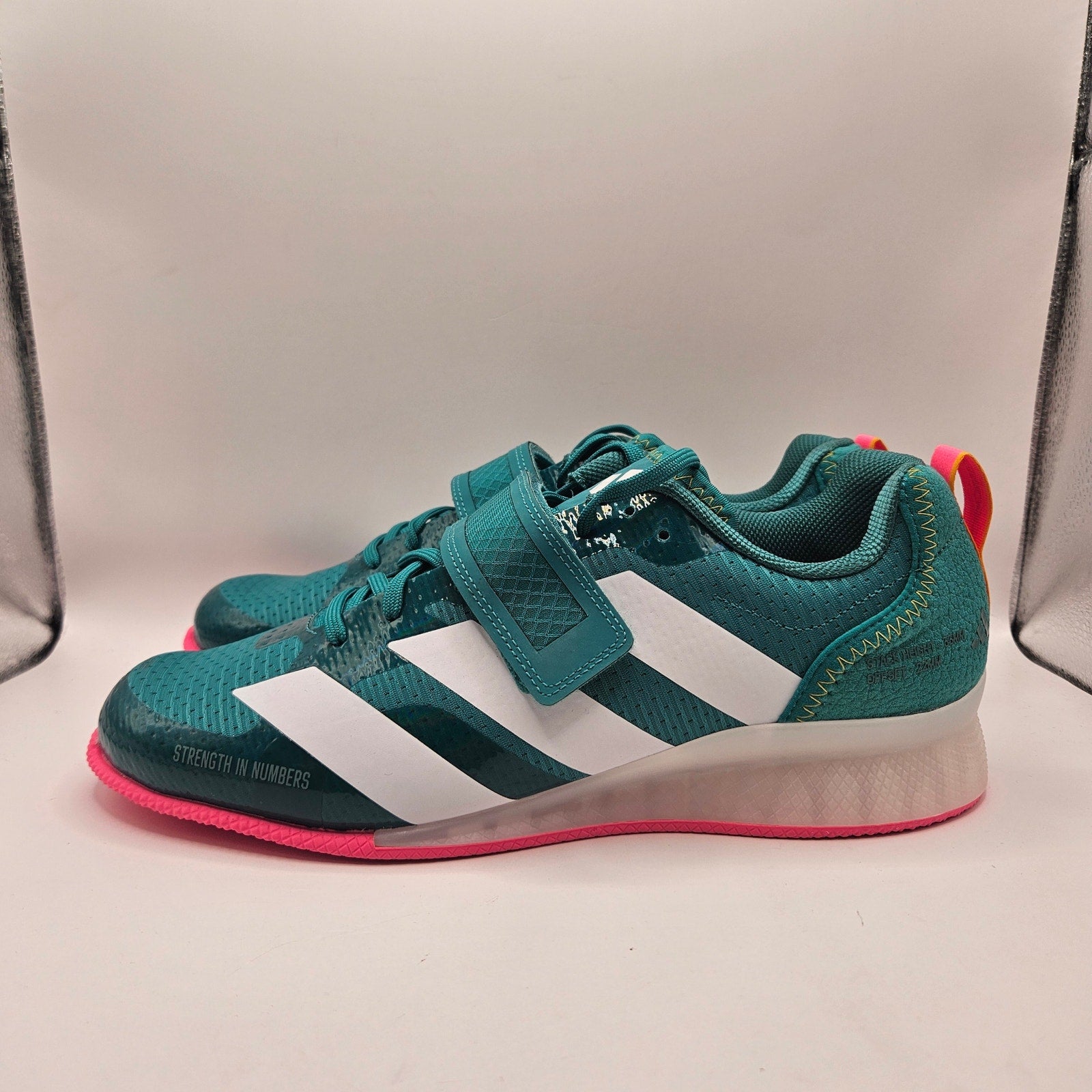 ADIDAS MEN'S 11 ADIPOWER WEIGHTLIFTING 3 SHOES TEAL WHITE PINK JP9871 NWOB