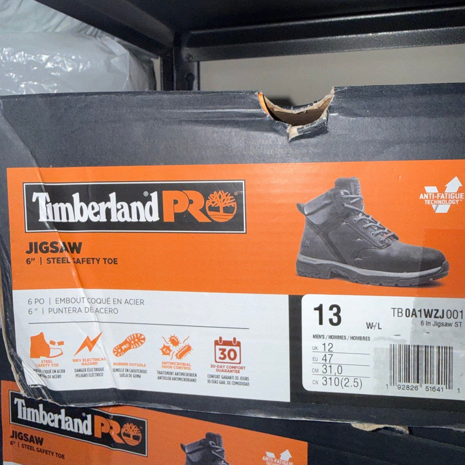 TIMBERLAND PRO MEN'S 13 WIDE JIGSAW 6 INCH STEEL SAFETY TOE ANTI FATIGUE NIB