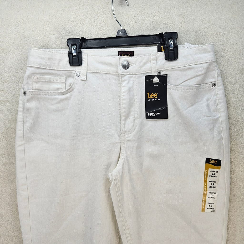 LEE WOMEN'S 12 MEDIUM WHITE CLASSIC FIT STRAIGHT LEG JEANS NWT