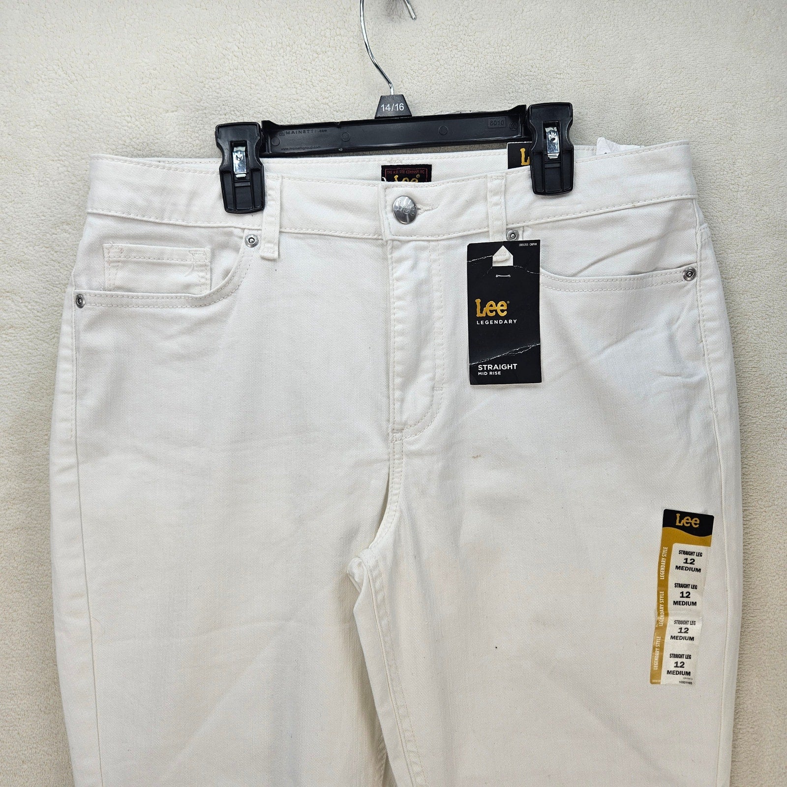 LEE WOMEN'S 12 MEDIUM WHITE CLASSIC FIT STRAIGHT LEG JEANS NWT