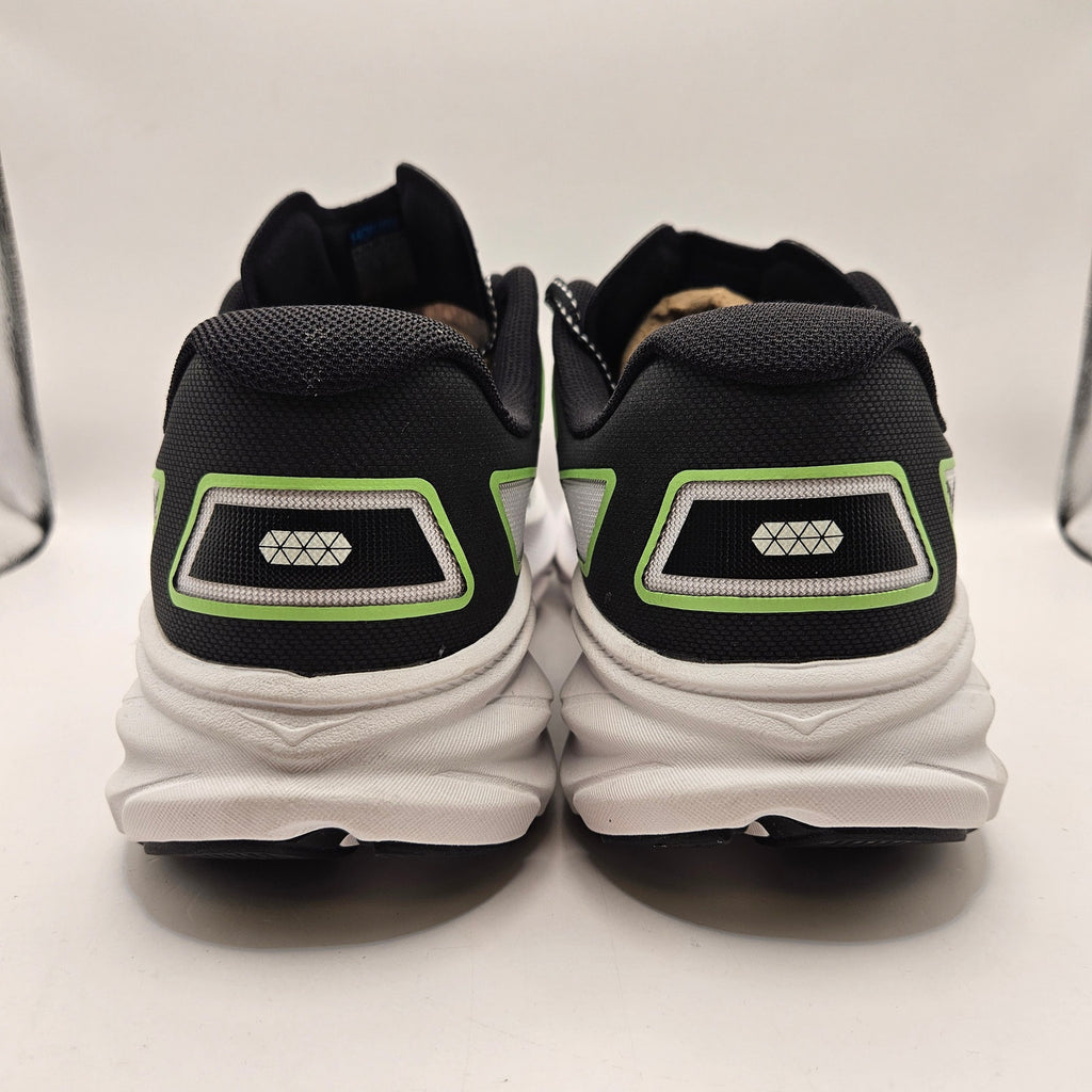 HOKA MEN'S 11.5 CLIFTON ONE9 RUNNING SHOES WHITE BLACK GREEN 1155370-BWHT NWOB