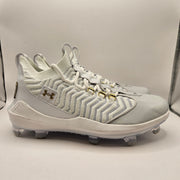 UNDER ARMOUR MEN'S 11.5 HARPER 9 PRO TPU CLEATS WHITE GRAY GOLD 3027444-100 NWOB