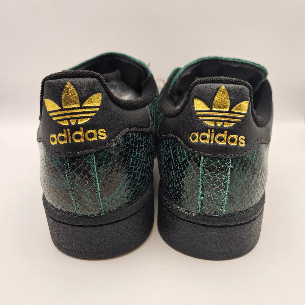 ADIDAS ORIGINALS WOMEN'S 8 SUPERSTAR BLACK GREEN SNAKESKIN SHELL TOE NWOB