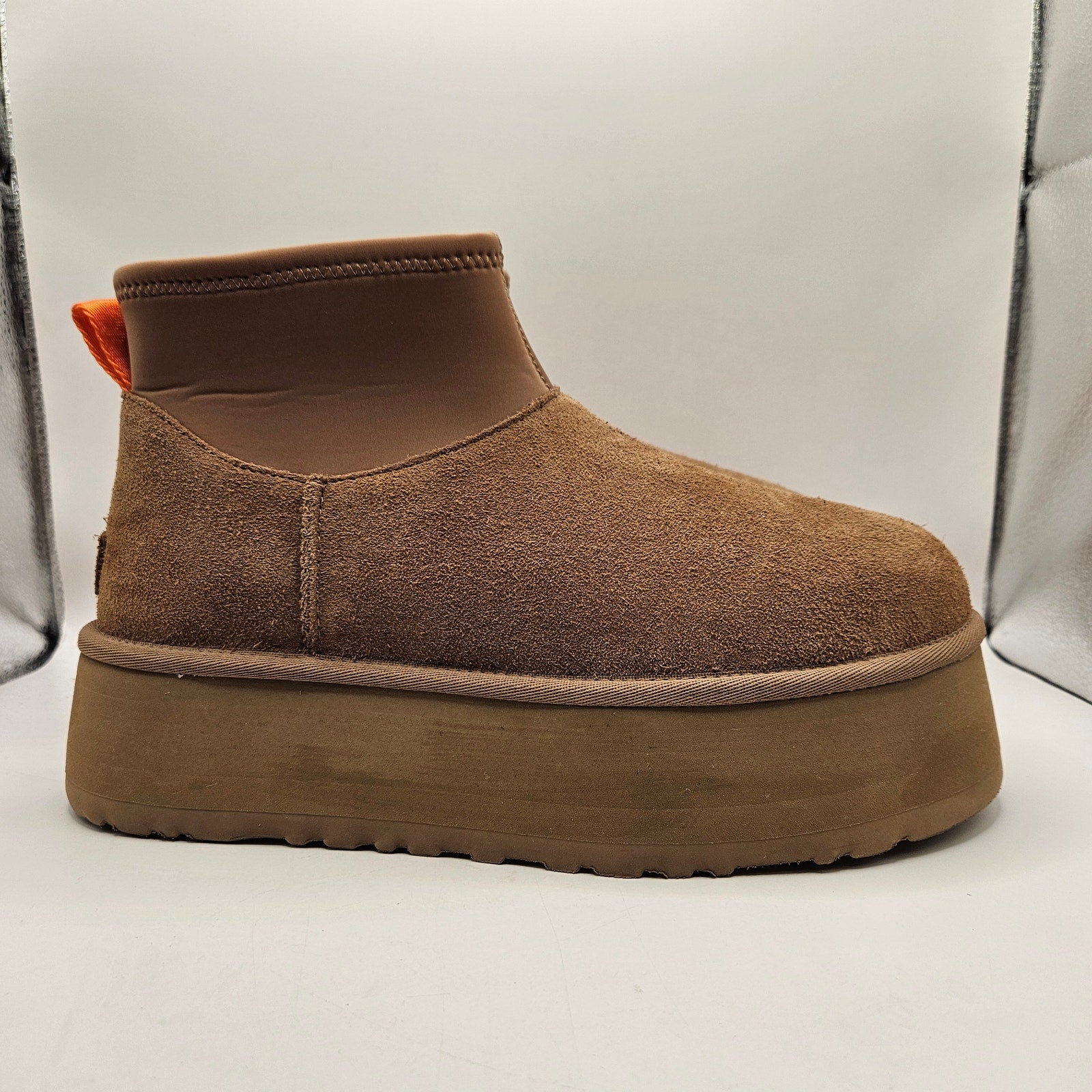 UGG WOMEN'S 10 MINI DIPPER CLASSIC SUEDE PLATFORM BOOTS CHESTNUT 1168170 NWOB