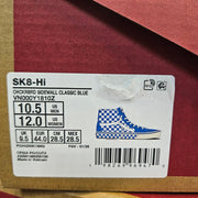 VANS MEN'S 10.5 SK8-HI CHECKERBOARD SIDEWALL CLASSIC BLUE HI TOP SKATEBOARDING