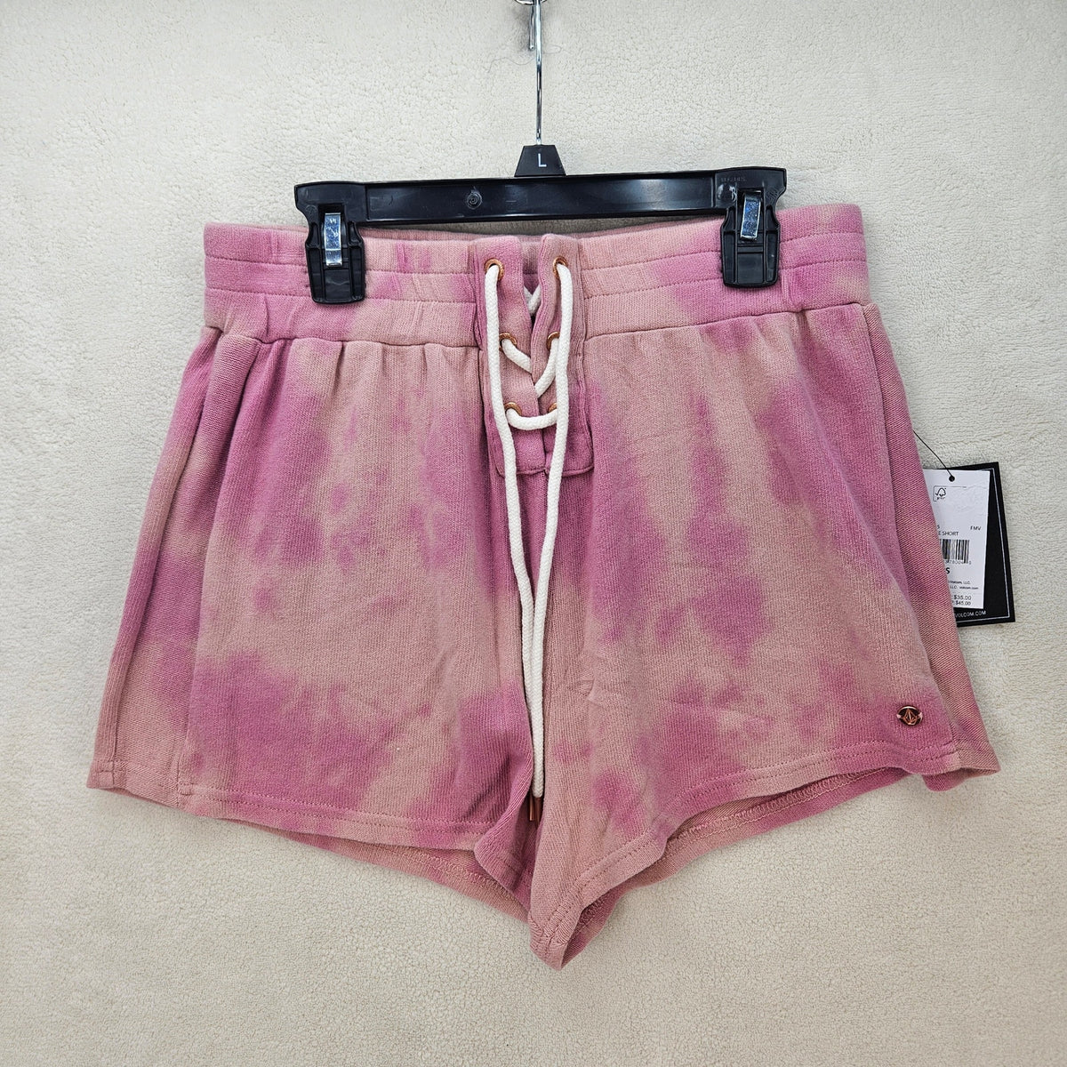 LOT OF 2 VOLCOM WOMEN'S SMALL PINK TIE DYE LIL FLEECE SHORTS NWT