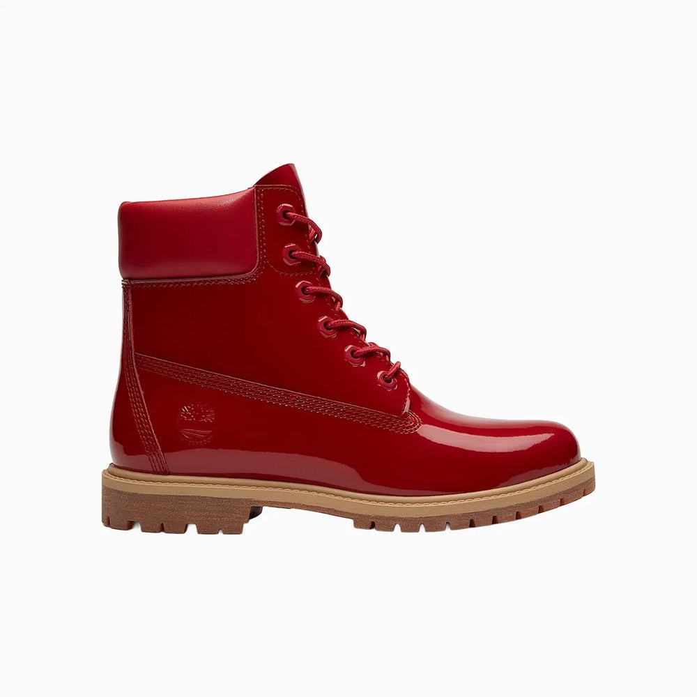 TIMBERLAND WOMEN'S 7 PREMIUM 6 IN BOOT WATERPROOF RED PATENT LEATHER NIB