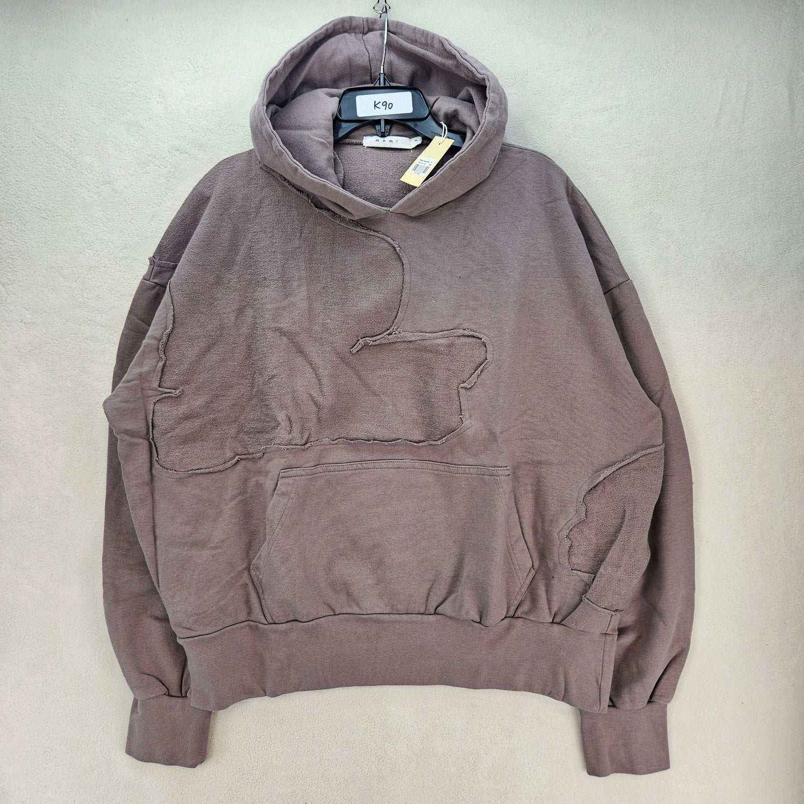 MNML MEN'S MEDIUM PURPLE WASHED PANELED PULLOVER HOODIE NWT