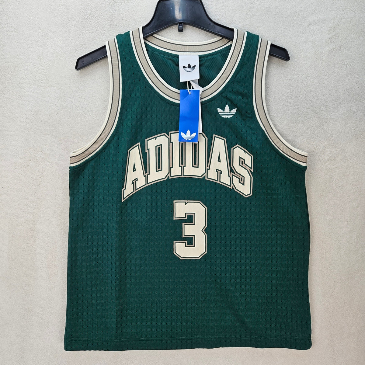 ADIDAS MEN'S SMALL ORIGINALS TREFOIL GREEN TANK SIDELINE JERSAEY KG8200 THICK