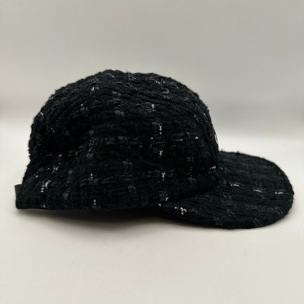 SUPREME BLACK TWEED CAMP CAP HAT BOX LOGO ADJUSTABLE MADE IN USA