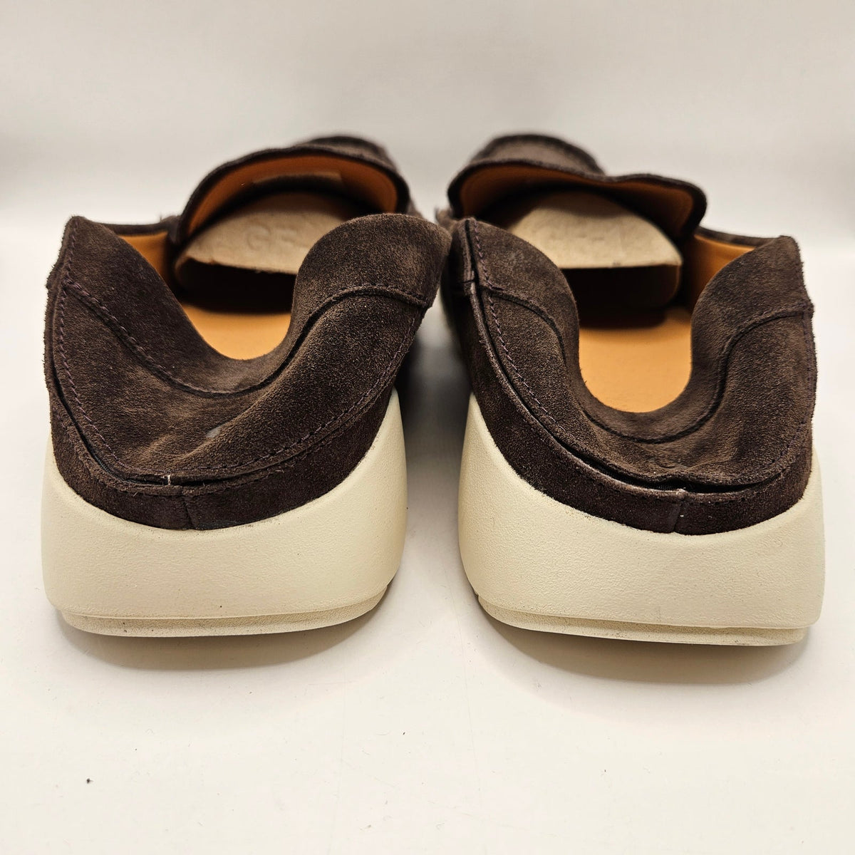 OLUKAI MEN'S 12 KA'A LOAFER BROWN LEATHER SUEDE RUBBER OUTSOLE SLIP 10535-6363