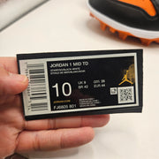 NIKE MEN'S 10 AIR JORDAN 1 MID TD CLEAT SHATTERED BACKBOARD FJ6805-801 NWOB