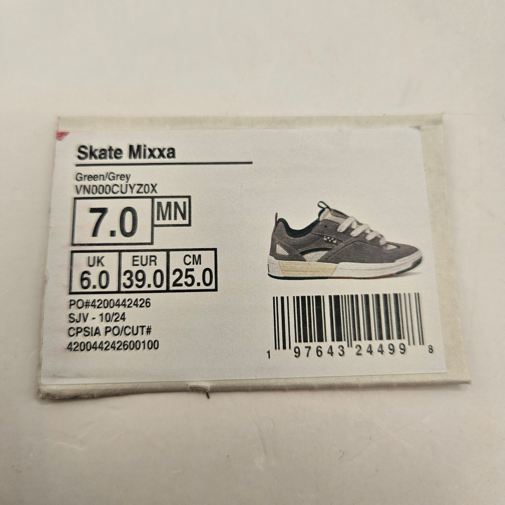 VANS MEN'S 7 SKATE MIXXA SUEDE MESH SHOES GREEN GREY WHITE NWOB