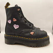 DR MARTENS WOMEN'S 6 SINCLAIR HEART BLACK ZIP UP COMBAT BOOTS NWOB